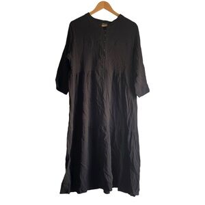 D-Rama Anna’s Gauze Dress Black Size 1X 14/16 Maxi Tiered Three Quarter Sleeve